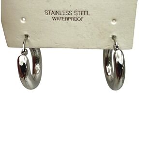 Parfois Stainless Steel Hoop Earrings Silver Tone Waterproof Chunky NWT